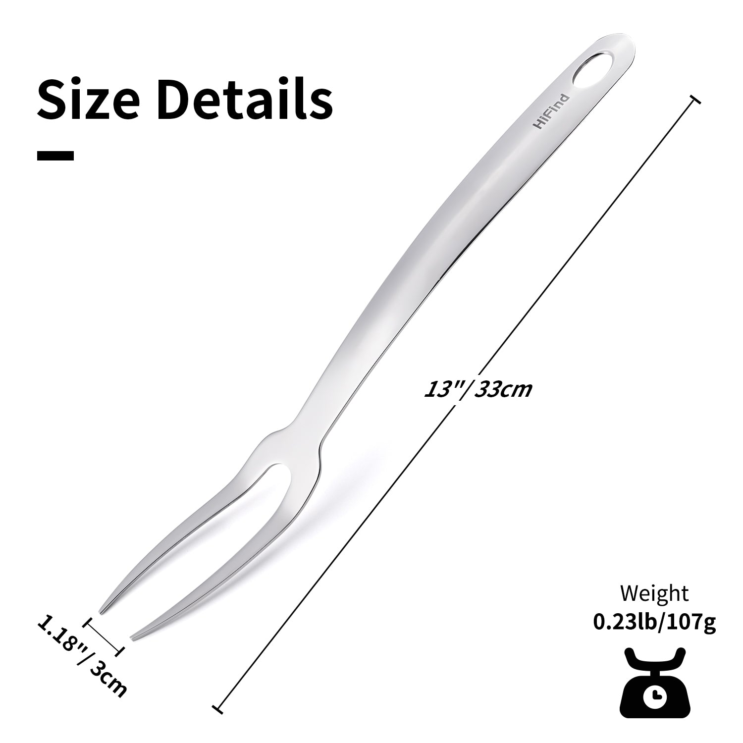 Two Pronged Meat Fork 13 Inches 304 Stainless Steel Kitchen Forks Carving Fork Kitchen Utensils Meat Fork Carving, Silver Heavy Duty Serving Fork Carving Set for Kitchen 1Pc