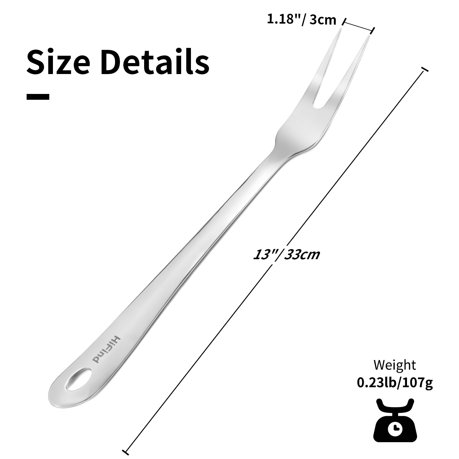 Meat Fork, Two Prong Large Fork for Cooking Kitchen Carving Serving BBQ Grilling, 304 Stainless Steel Serving Fork 13.3 Inch 1Pc