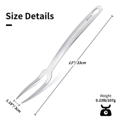 Two Pronged Meat Fork 13 Inches 304 Stainless Steel Kitchen Forks Carving Fork Kitchen Utensils Meat Fork Carving, Silver Heavy Duty Serving Fork Carving Set for Kitchen 1Pc